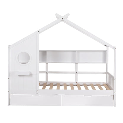 Two storage drawers set under the Artiss DREGO kids single house bed frame