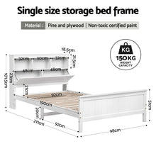 White pine single bed frame with a bed head 101.5cm high and smooth finished edges