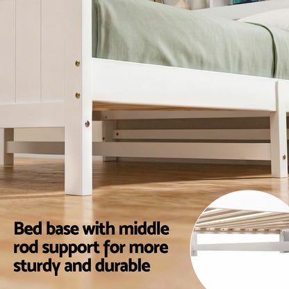 20cm ground clearance under the bed frame, compatible with trundle drawers or storage boxes
