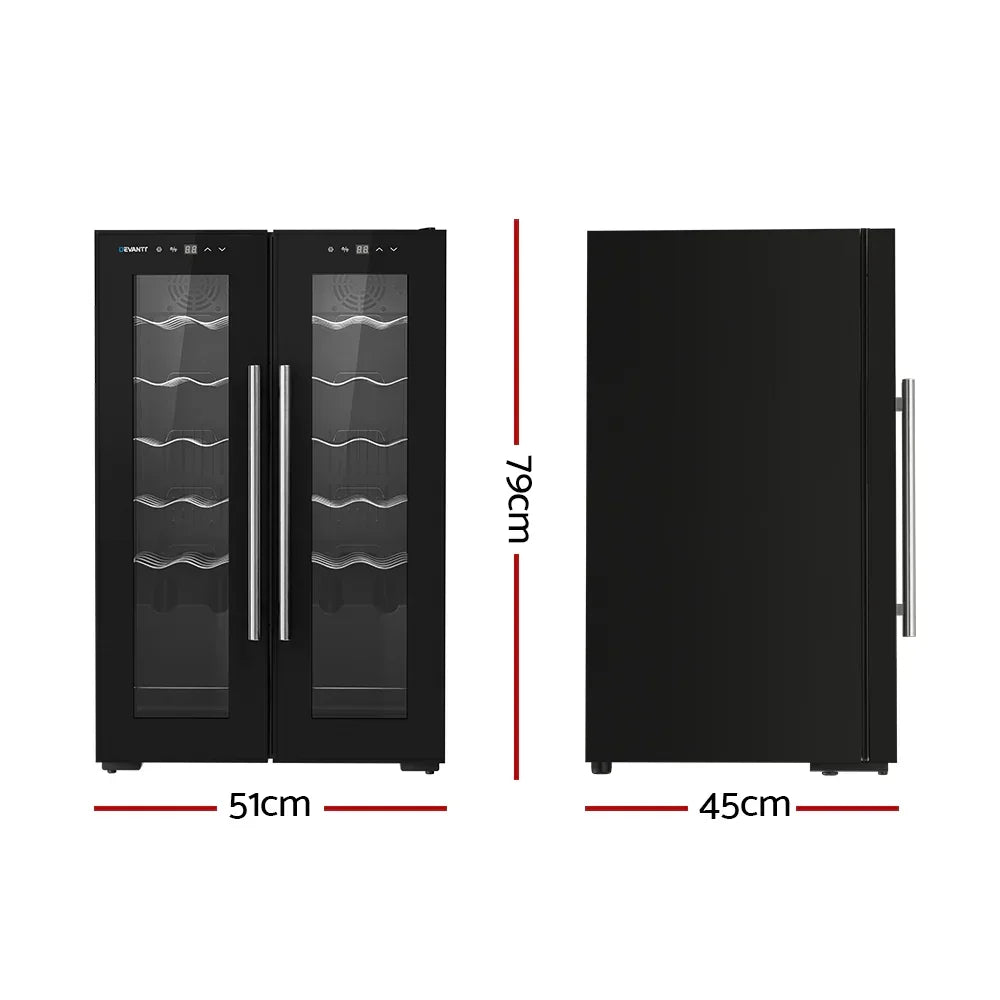 Devanti 24 Bottle Dual Zone Wine Fridge - Black
