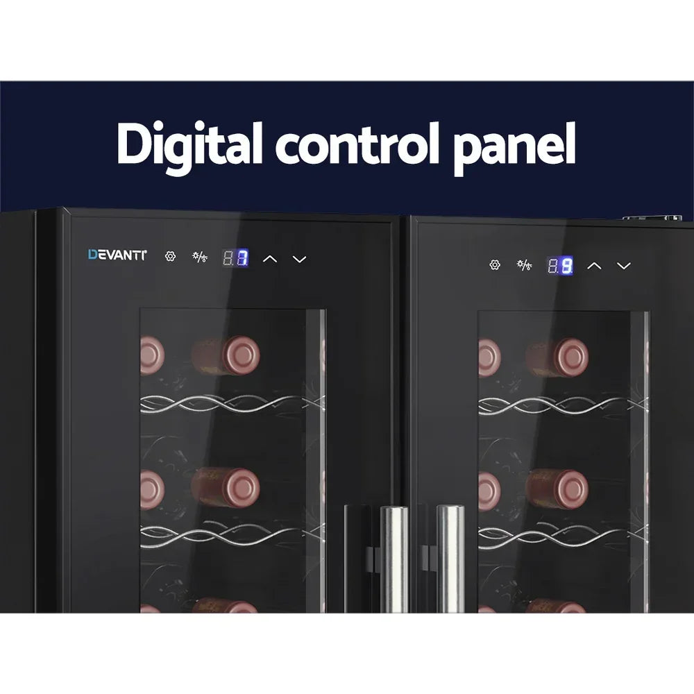 Devanti 24 Bottle Dual Zone Wine Fridge - Black