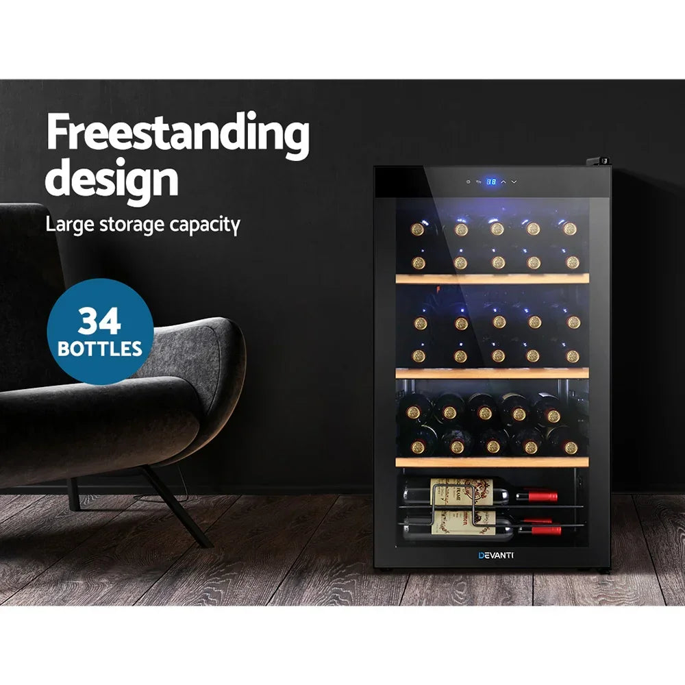 Devanti 34 Bottle Wine Fridge - Black