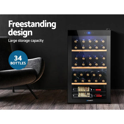Devanti 34 Bottle Wine Fridge - Black
