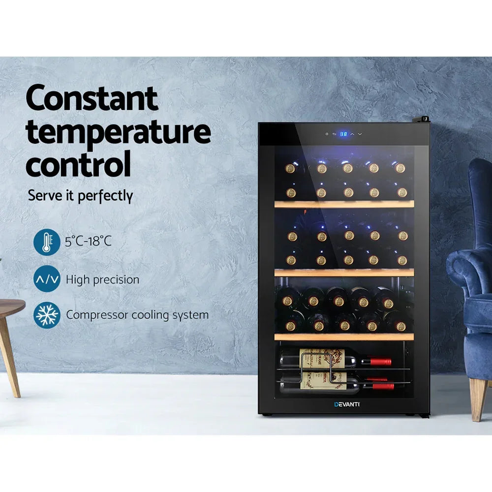 Devanti 34 Bottle Wine Fridge - Black