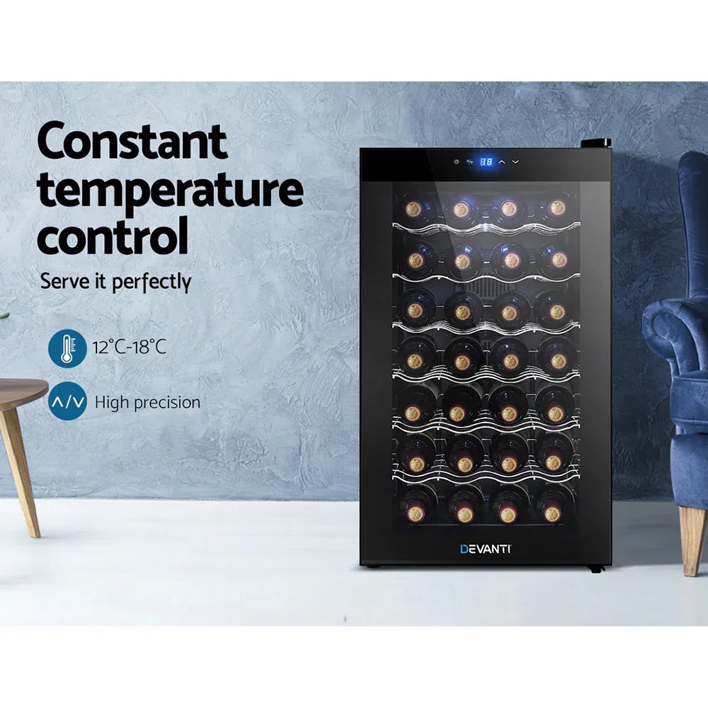 Devanti 28 Bottle Wine Fridge - Black