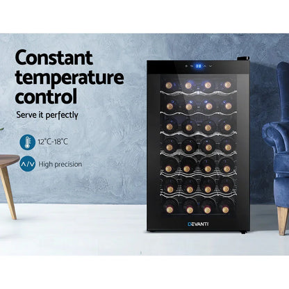 Devanti 28 Bottle Wine Fridge - Black
