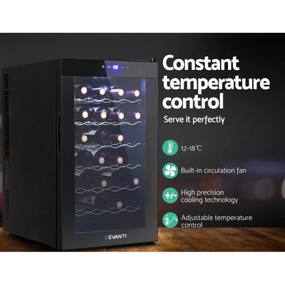 Devanti 28 Bottle Wine Fridge - Black
