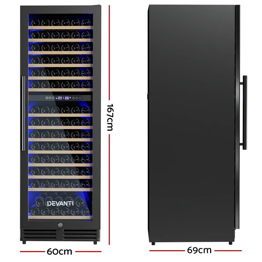 Devanti 154 Bottle Dual Zone Wine Fridge - Black