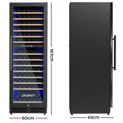 Devanti 154 Bottle Dual Zone Wine Fridge - Black