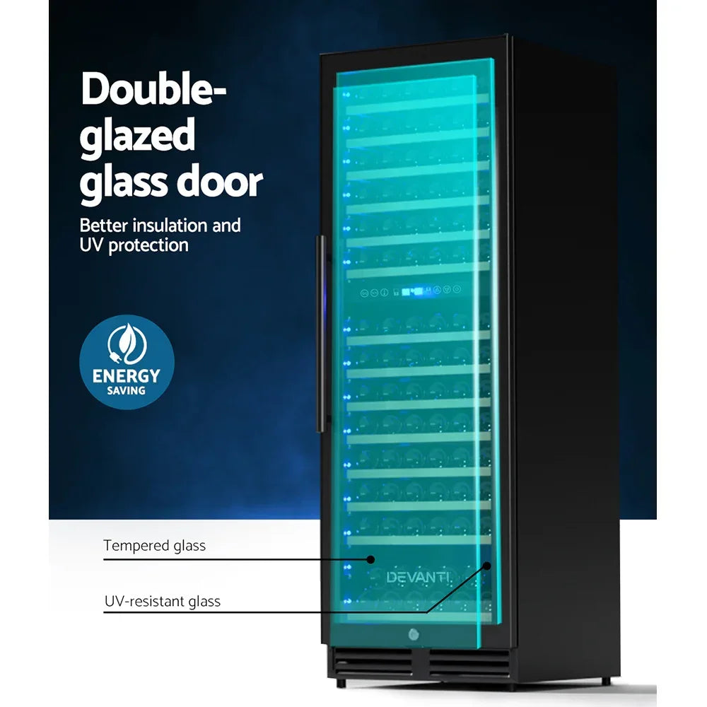 Devanti 154 Bottle Dual Zone Wine Fridge - Black