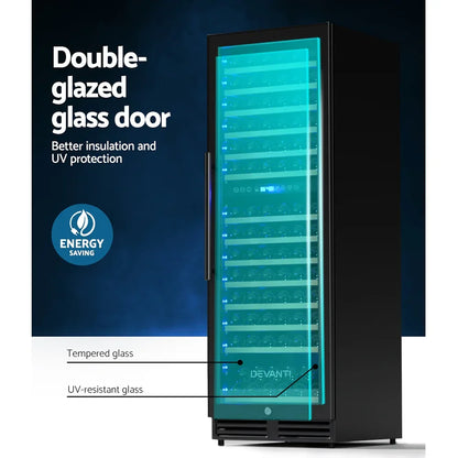 Devanti 154 Bottle Dual Zone Wine Fridge - Black