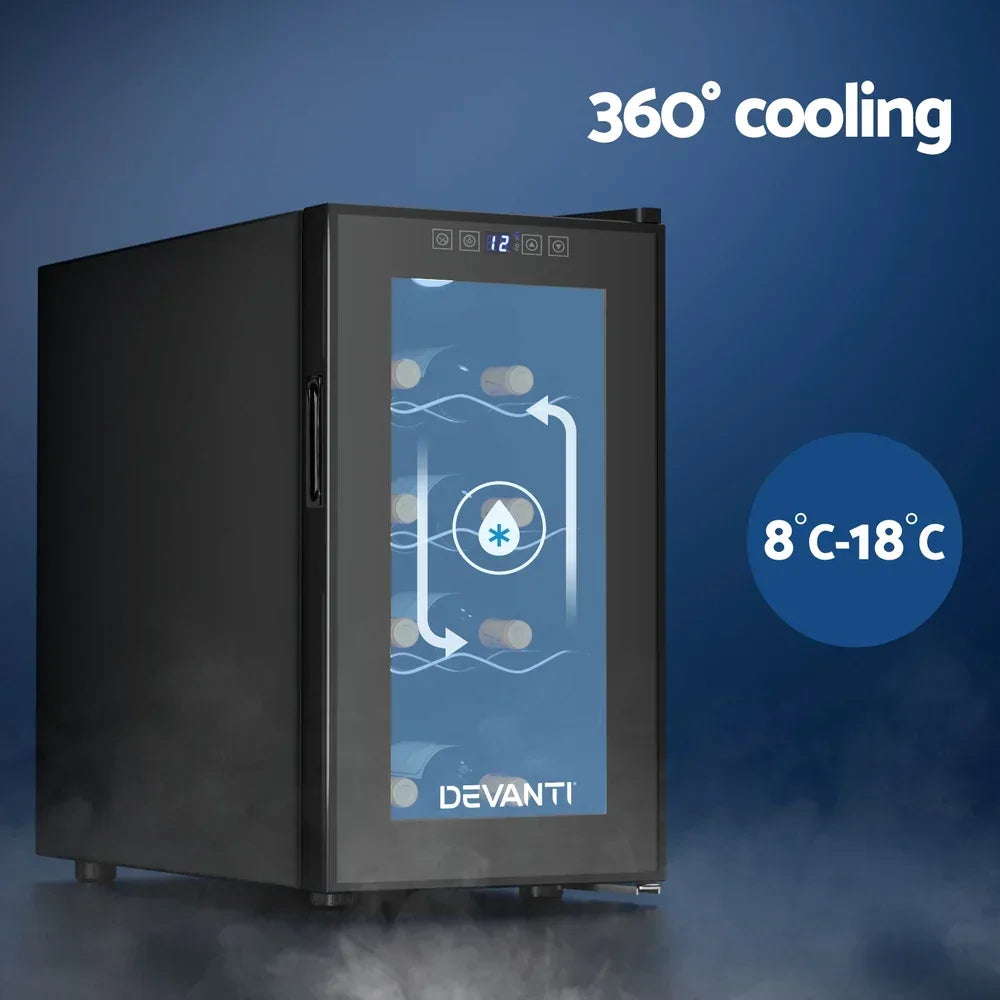 Devanti 8 Bottle Wine Fridge - Black
