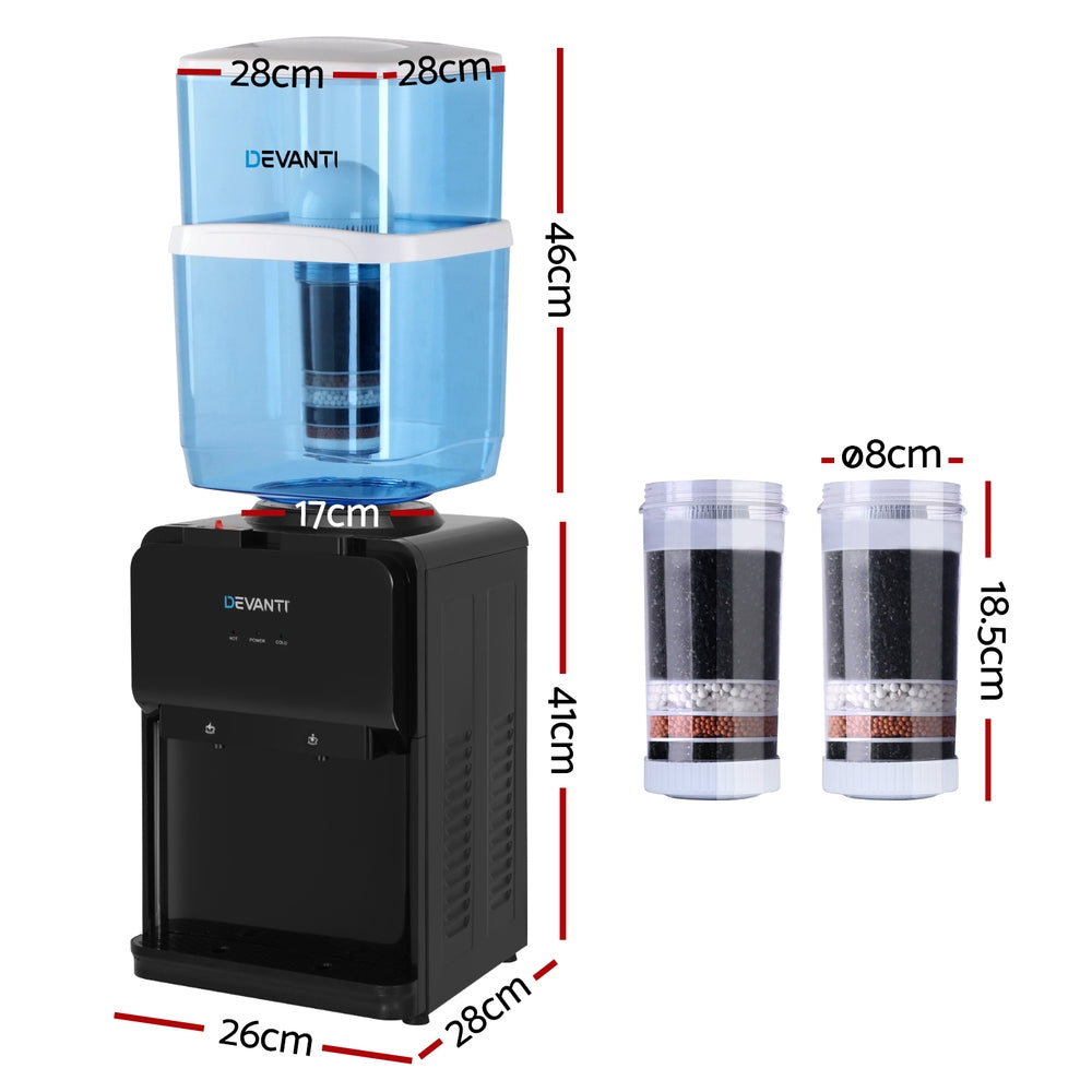 Devanti Benchtop Water Cooler Dispenser 22L Filter Container Black
