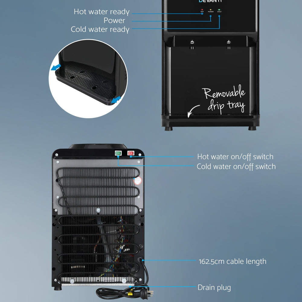 Devanti Benchtop Water Cooler Dispenser 22L Filter Container Black