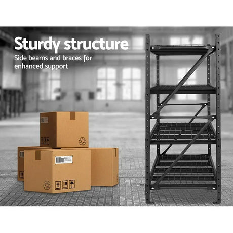 Giantz 2Mx2M Garage Shelving Warehouse Pallet Racking Storage Shelve Black - Flea Market
