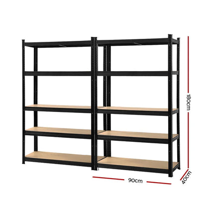 Giantz 2x1.8M Garage Shelving Warehouse Pallet Racking Storage Shelf Black - Stacks Warehouse