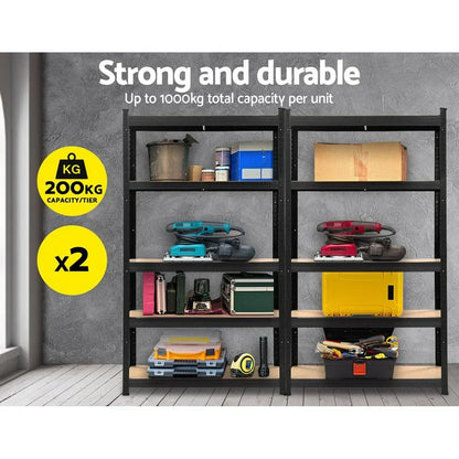 Giantz 2x1.8M Garage Shelving Warehouse Pallet Racking Storage Shelf Black - Stacks Warehouse