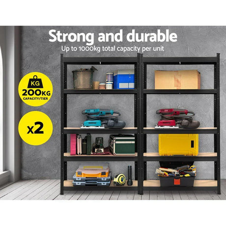 Giantz 2x1.8M Garage Shelving Warehouse Pallet Racking Storage Shelf Black - Flea Market
