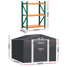 Giantz garden shed with double sliding doors and a 125 x 170cm opening