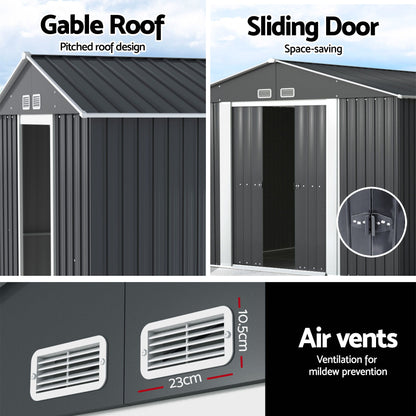Giantz shed in galvanised steel and polypropylene with a sloped roof