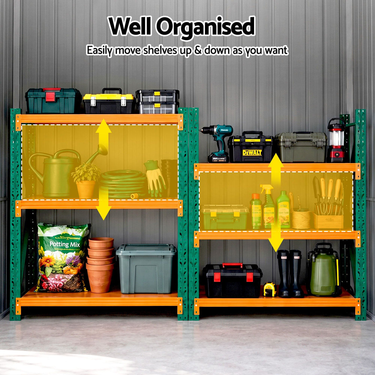 Giantz garden shed with four 23 x 10cm air vents and a door lock