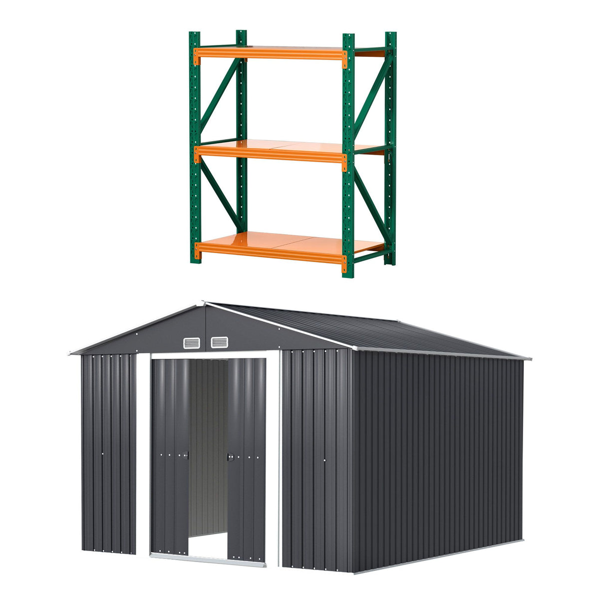 Shelving rack measuring 1.5 x 1.2 x 0.6m with non-slip safety plugs