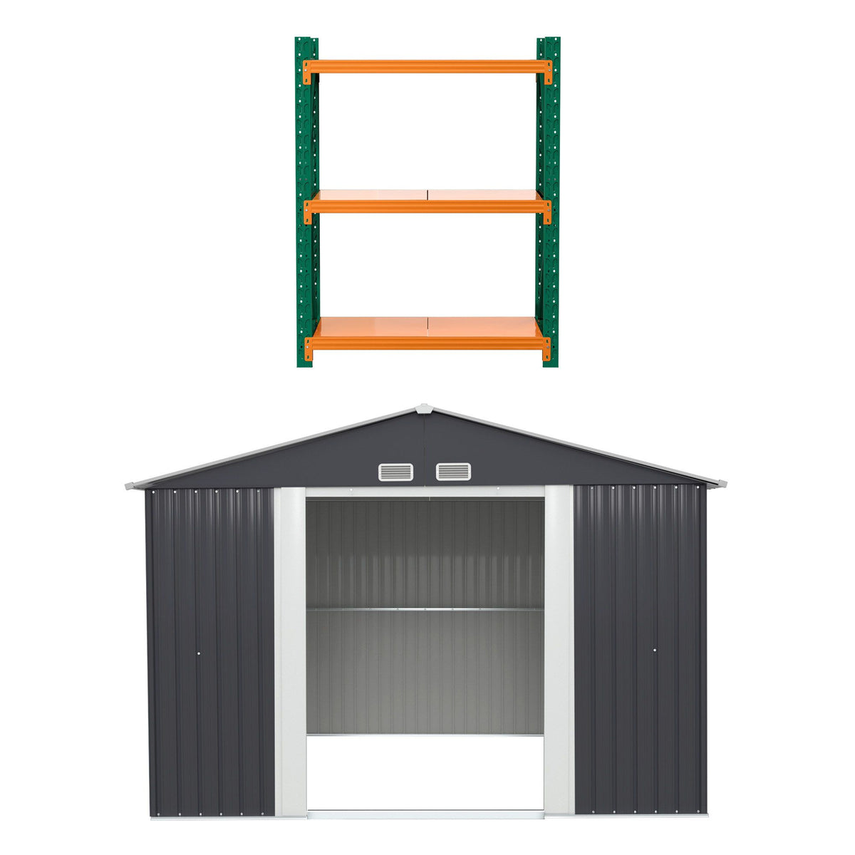 Giantz shed with a 291 x 291cm ground surface area, assembly required