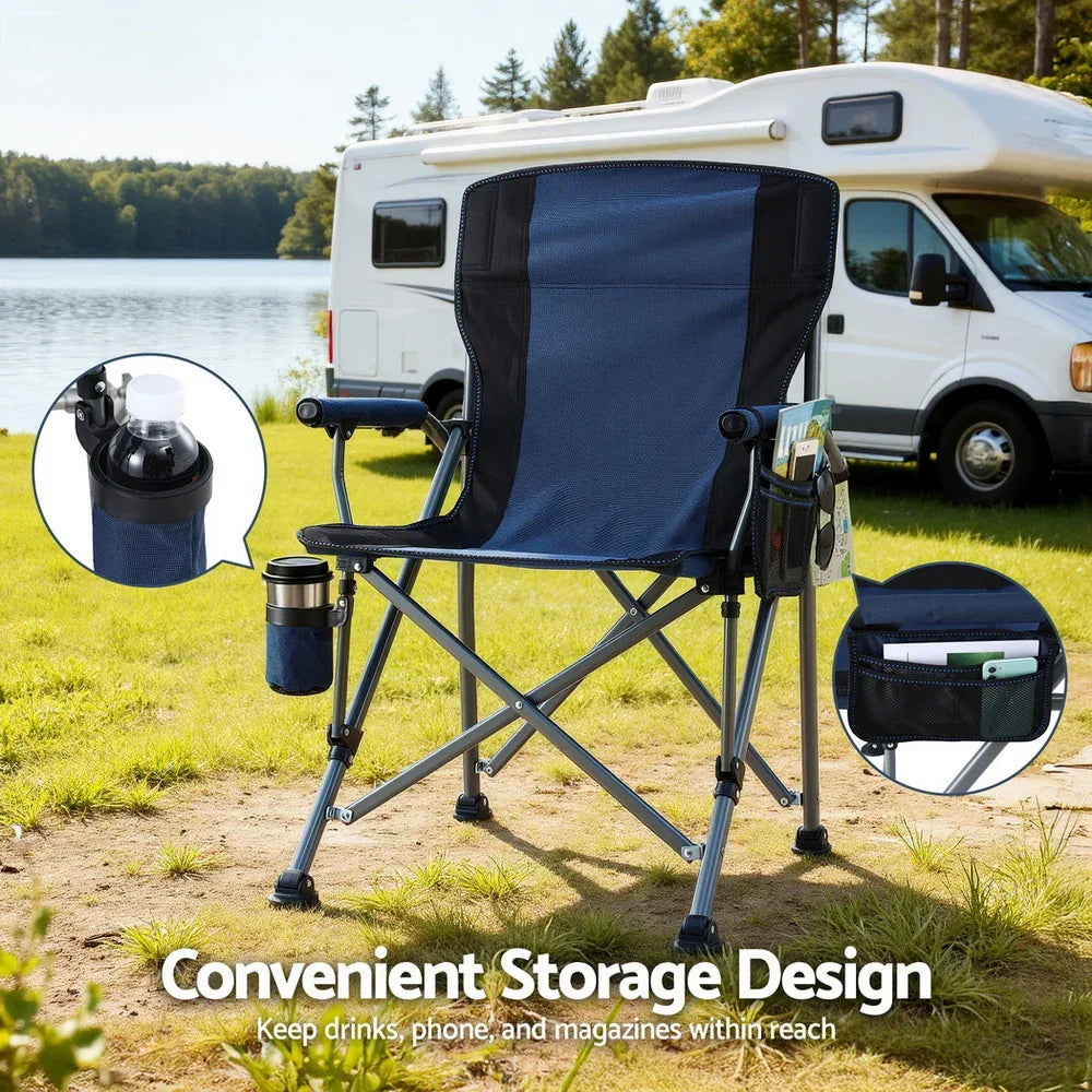 Weisshorn Camping Chair Folding Outdoor Portable Lightweight Beach Picnic 120kg Navy Blue
