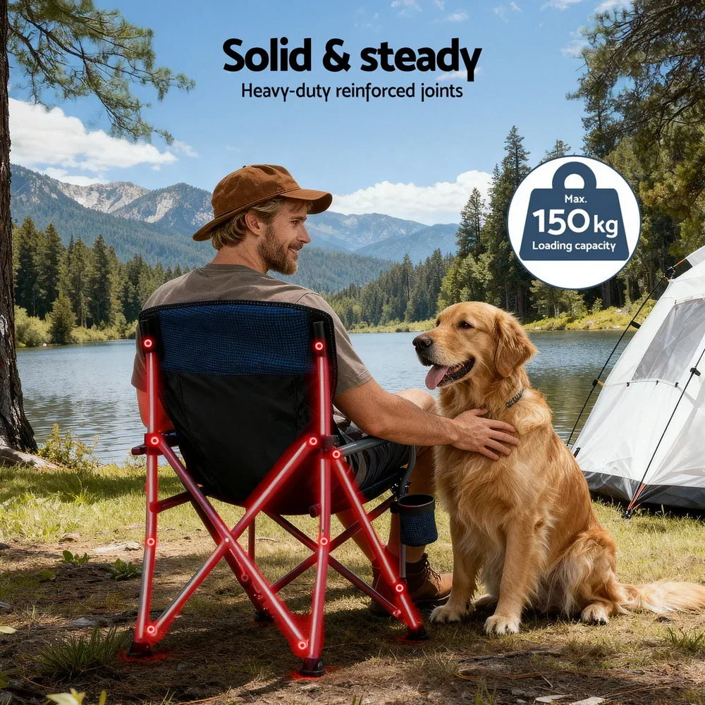 Weisshorn Camping Chair Folding Outdoor Portable Lightweight Beach Picnic 120kg Navy Blue