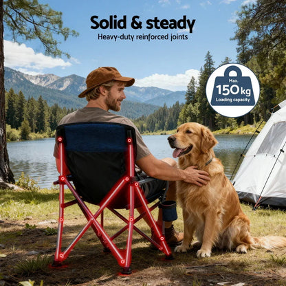 Weisshorn Camping Chair Folding Outdoor Portable Lightweight Beach Picnic 120kg Navy Blue