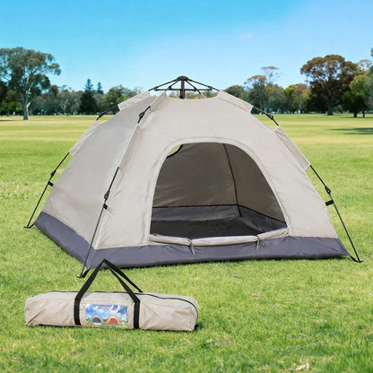 Weisshorn Camping Tent Instant Pop Up 2 Person Outdoor Hiking Beige
