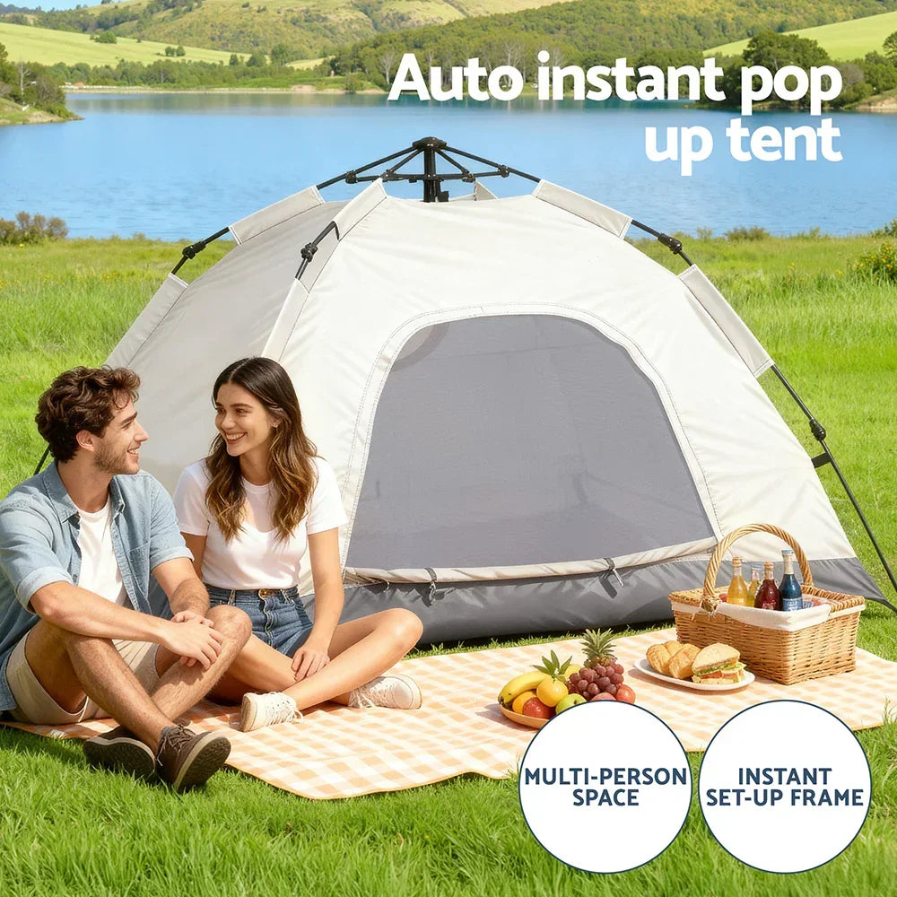 Weisshorn Camping Tent Instant Pop Up 2 Person Outdoor Hiking Beige