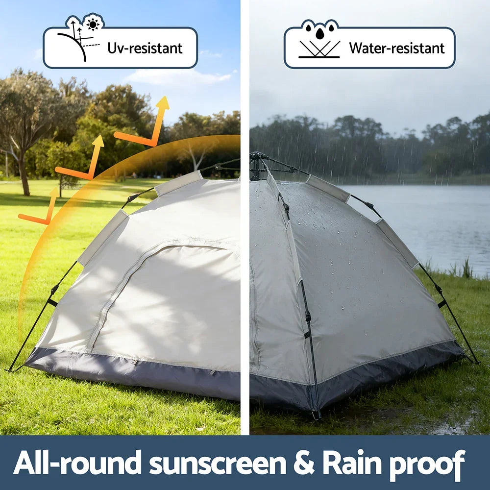 Weisshorn Camping Tent Instant Pop Up 2 Person Outdoor Hiking Beige