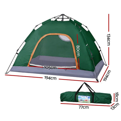 Weisshorn Camping Tent Instant Pop Up 2 Person Outdoor Hiking Green