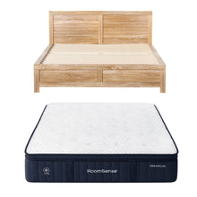 RoomSense Queen 34cm Medium Soft Gel Mattress Bundle, Oatmeal Bed Frame