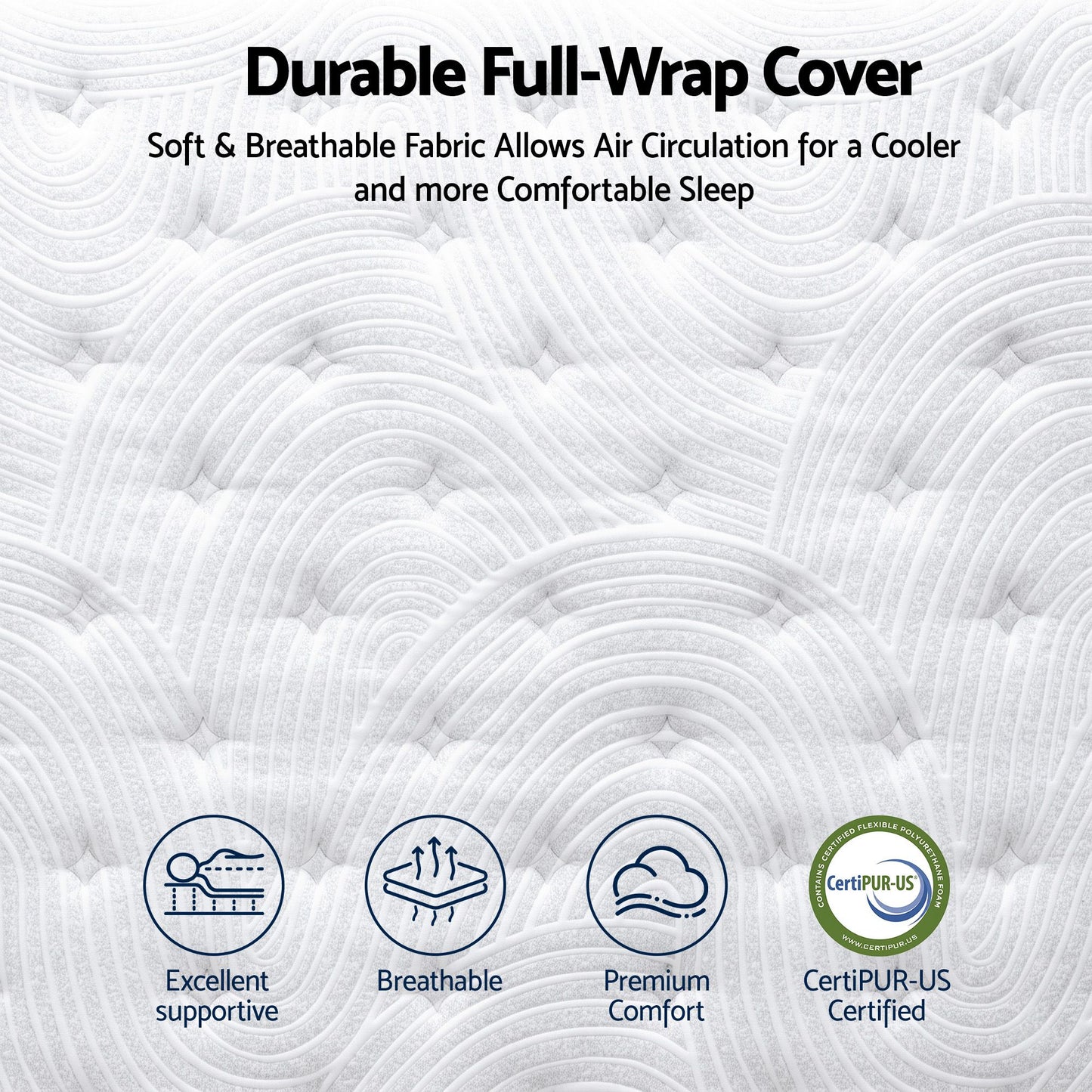 RoomSense Queen 34cm Medium Soft Gel Mattress Bundle, Oatmeal Bed Frame