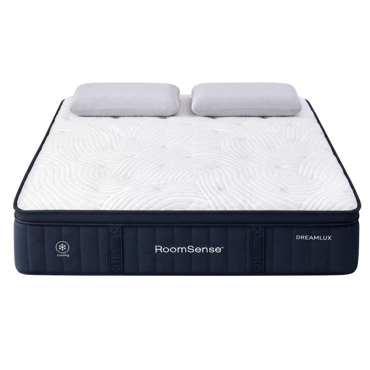RoomSense Queen 34cm gel cooling Tencel hybrid mattress with two solid memory foam pillows