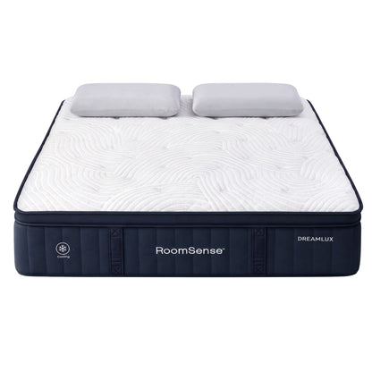 RoomSense Queen 34cm gel cooling Tencel hybrid mattress with two solid memory foam pillows