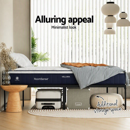 Powder-coated steel bed frame supplied with the double mattress
