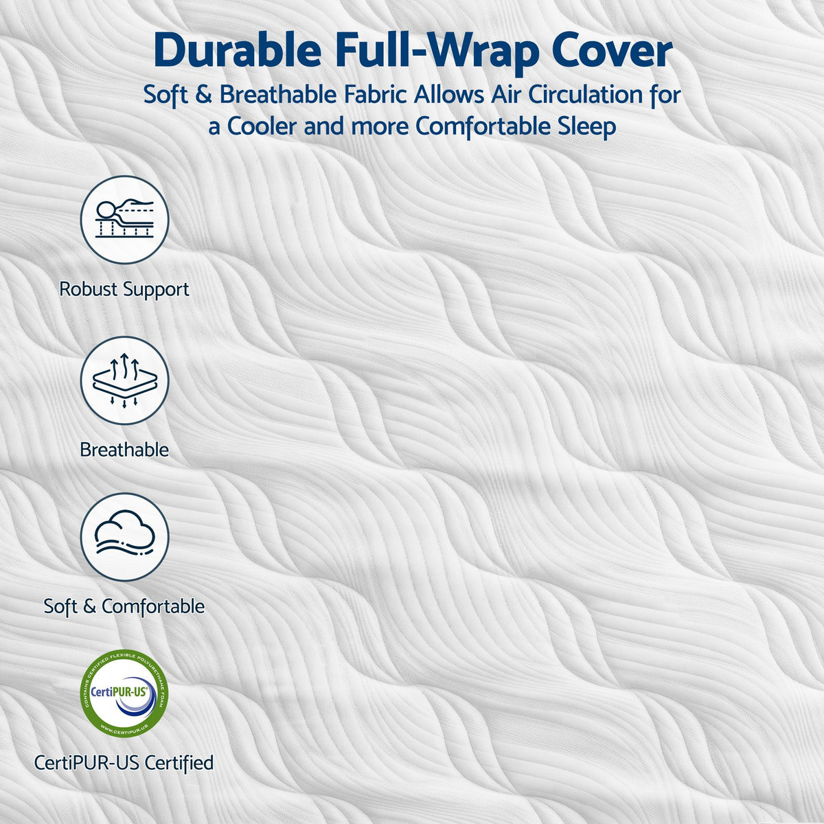 Solid, non-sinking firm sleep surface on a queen mattress