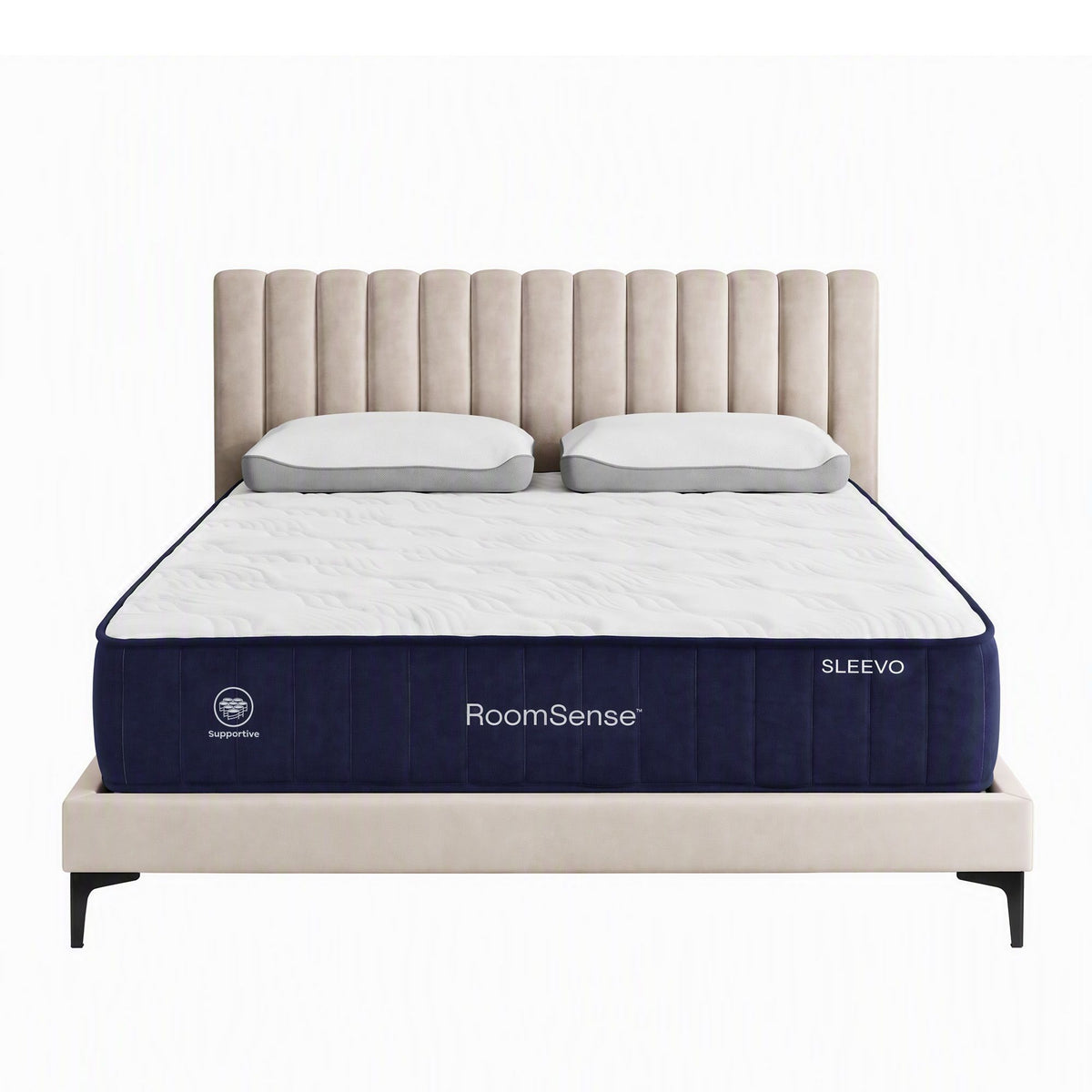 RoomSense Queen 26cm firm mattress with two dual-sided 55D memory foam pillows