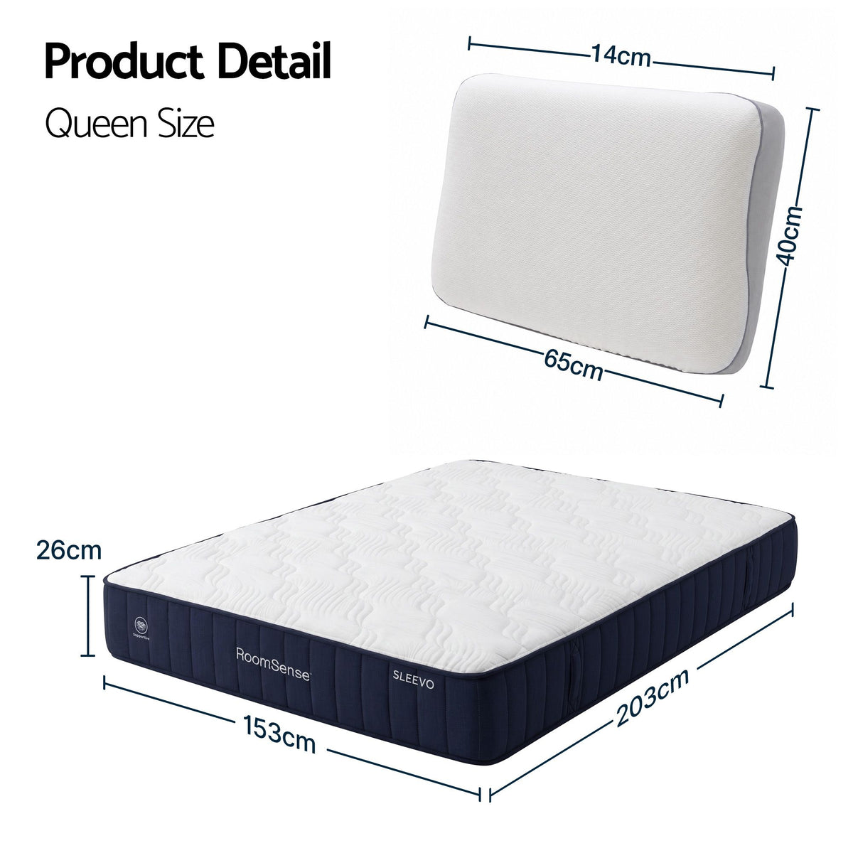 Queen mattress 26cm deep with an independent pocket spring core