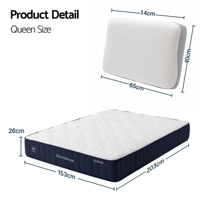 Queen mattress 26cm deep with an independent pocket spring core