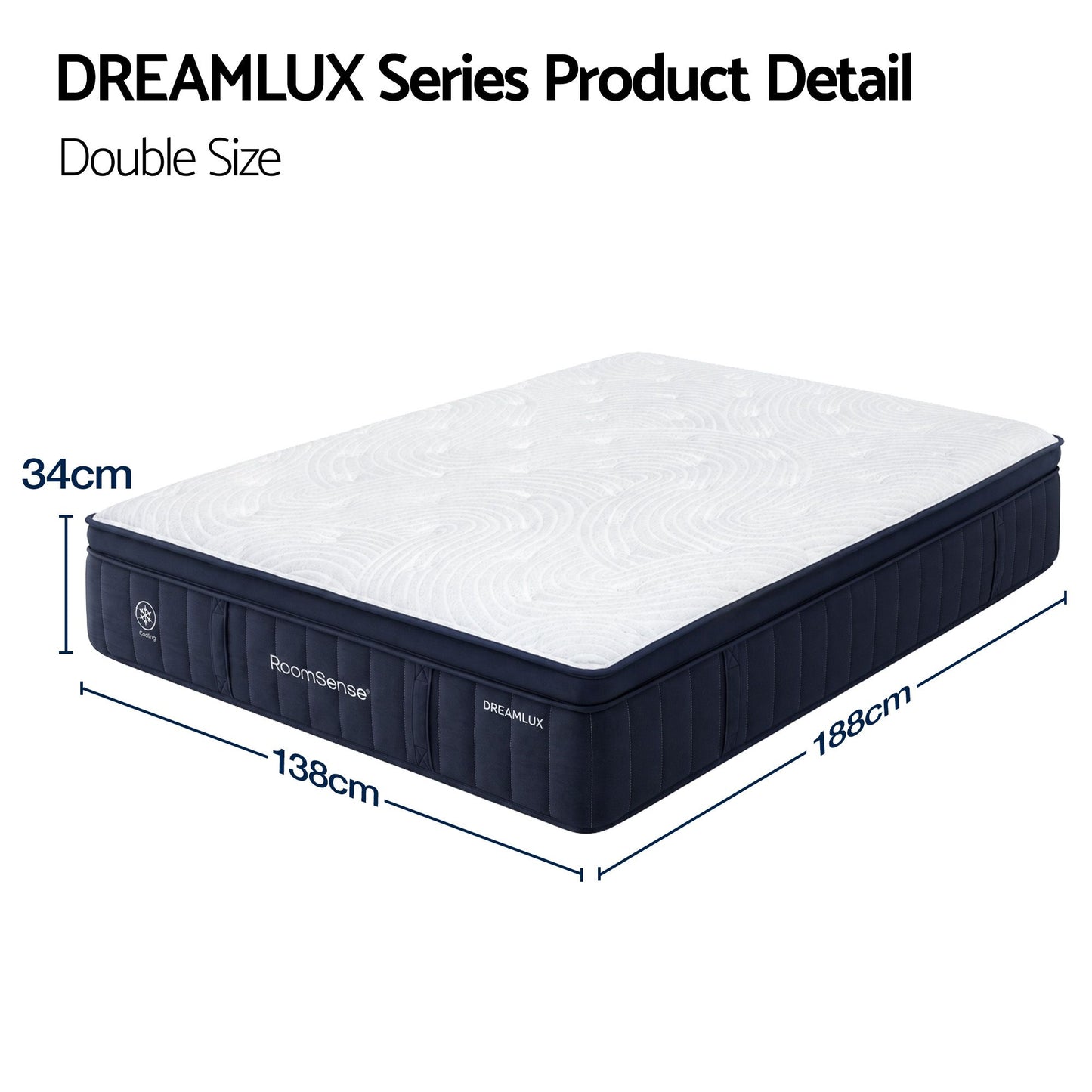 RoomSense 34cm Medium Firm Pocket Spring Mattress | Double