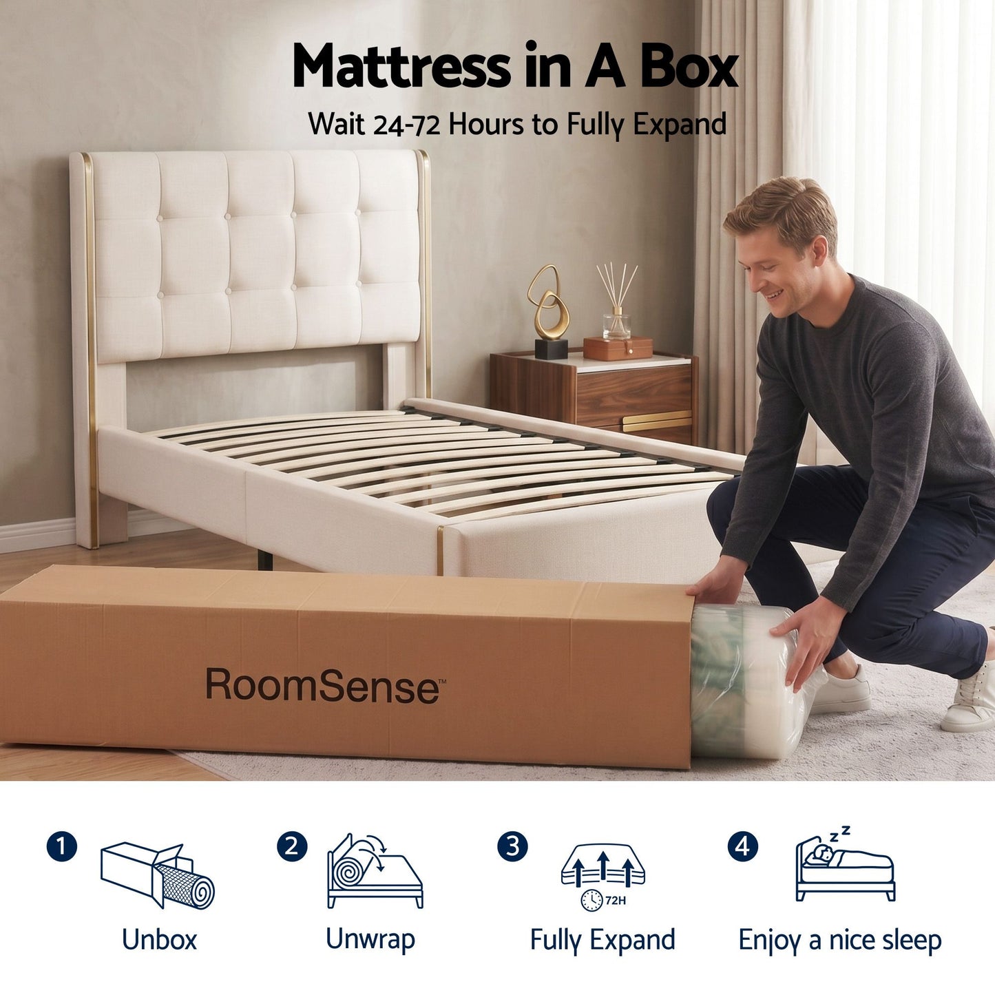 RoomSense 34cm Medium Firm Pocket Spring Mattress | Double