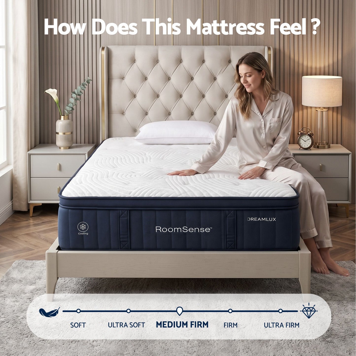 RoomSense 34cm Medium Firm Pocket Spring Mattress | Queen
