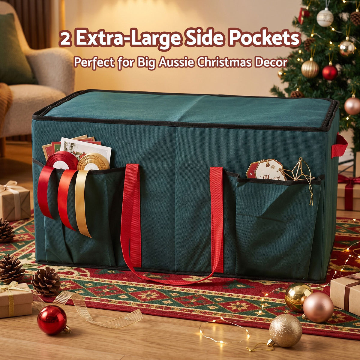 Jingle Jollys Bauble Storage Bag 128 Slots - Green - view 6