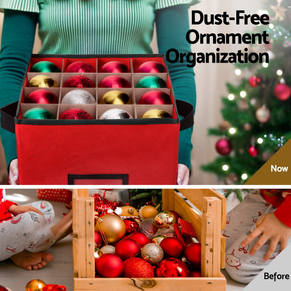 Jingle Jollys Bauble Storage Box 64 Dividers - Red - view 5