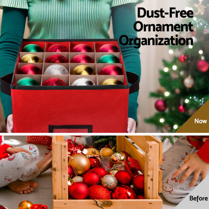 Jingle Jollys Bauble Storage Box 64 Dividers - Red - view 5