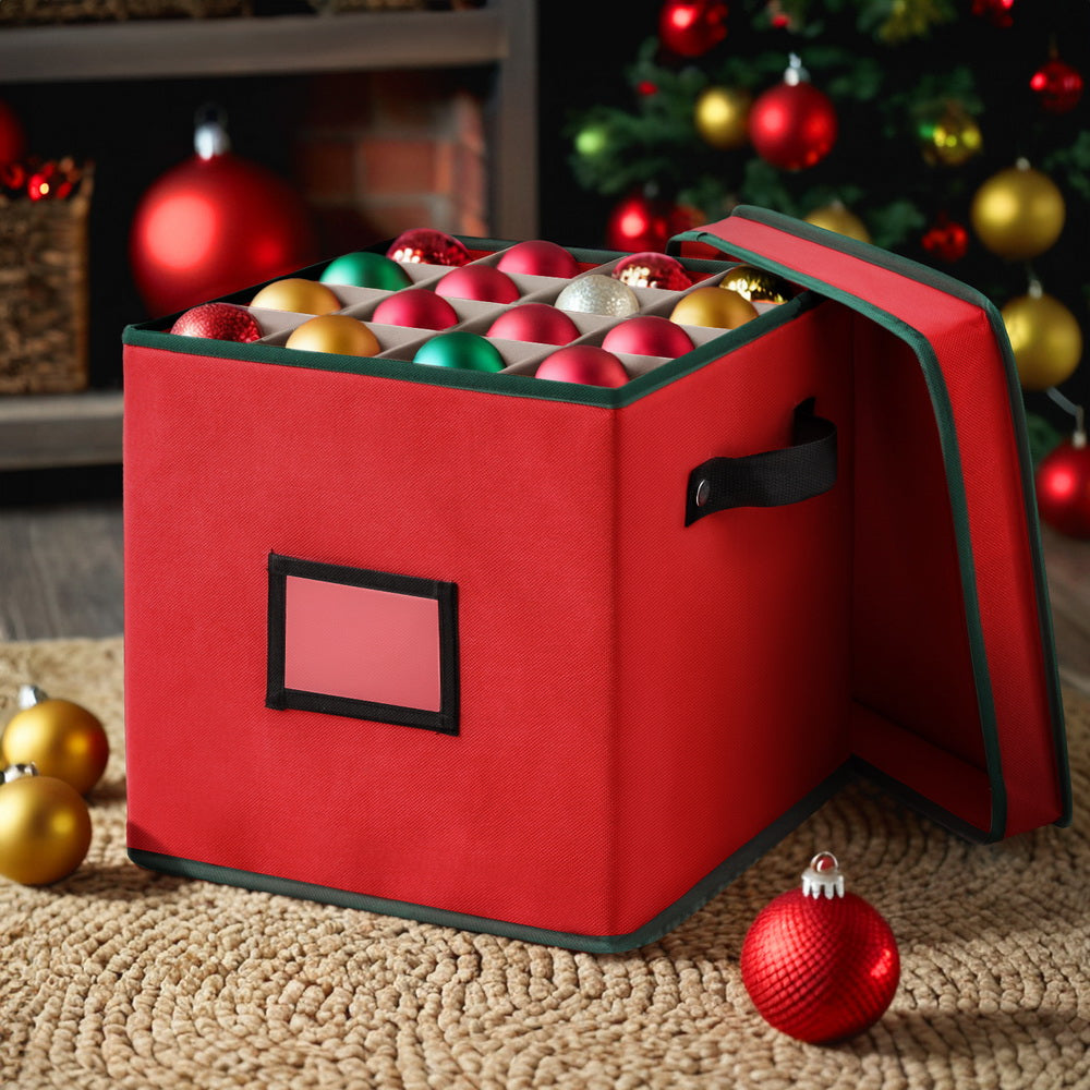 Jingle Jollys Bauble Storage Box 64 Dividers - Red - view 7